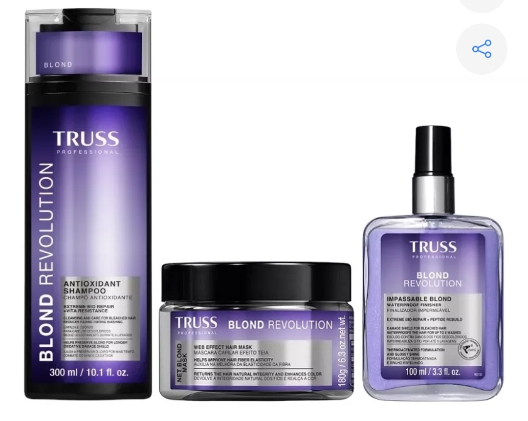 Kit shampoo + máscara de tratamento + finalizador TRUSS Blond Revolution Marina Ruy Barbosa